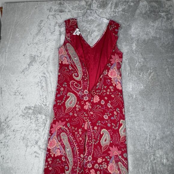 American Ange Dress Womens 10 Red Pink Paisley Asymmetric Midi‎ 90s Y2K Vintage - Picture 4 of 9